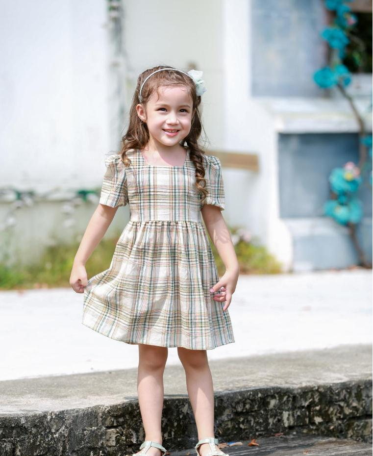 中小童方领中袖连衣裙80-130纸样下载-vv衣学院