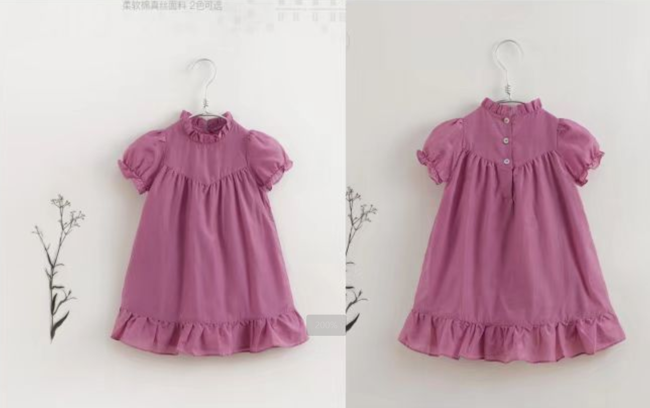 卫兰女童法式木耳边A型连衣裙-vv衣学院