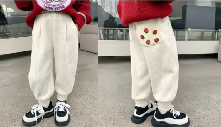 秋冬儿童加绒灯芯绒裤纸样-vv衣学院