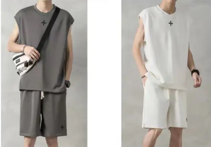 图片[1]-潮牌男士休闲坎肩背心+短款套装纸样-vv衣学院