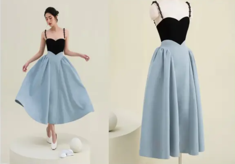 吊带抹胸大裙摆礼服连衣裙纸样-vv衣学院