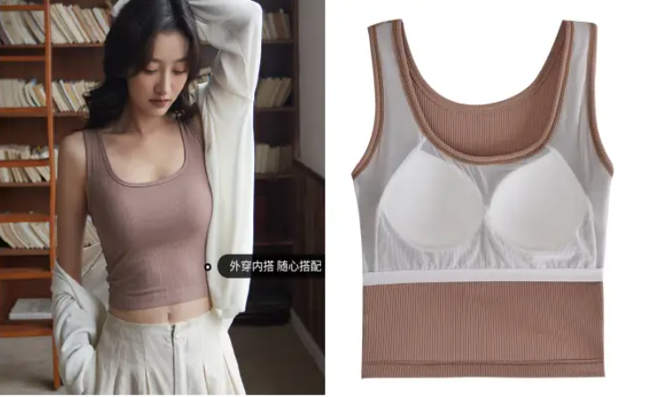 内搭带胸垫一体吊带背心纸样-vv衣学院