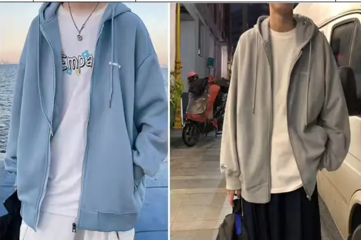 男落肩连帽开衫运动卫衣纸样-vv衣学院