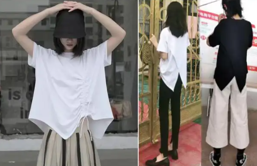 抽绳T恤不规则设计感上衣纸样-vv衣学院