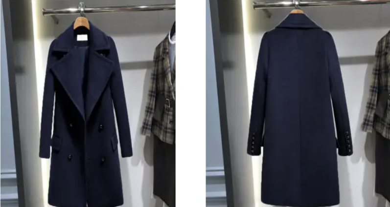 秋冬中长款英伦赫本风毛呢大衣外套纸样-vv衣学院