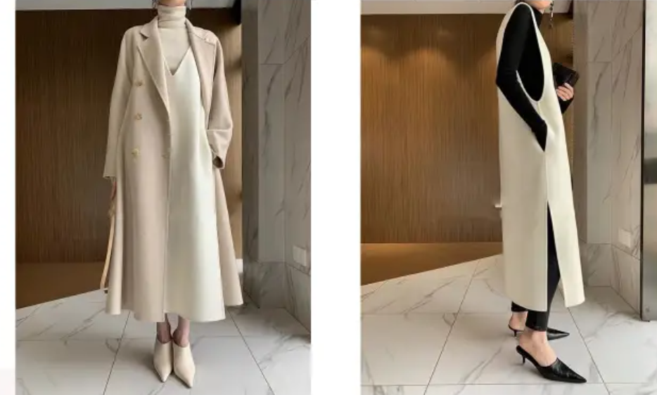 卫兰女装V领无袖双面尼羊绒马甲连衣裙制作-vv衣学院