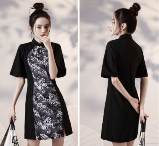 中国风改良旗袍汉元素女连衣裙纸样-vv衣学院