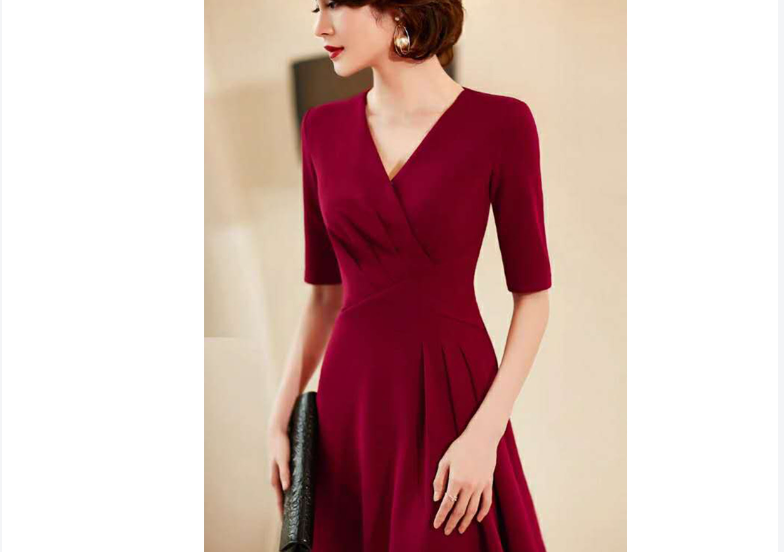 女装气质V领优雅修身连衣裙纸样制作-vv衣学院