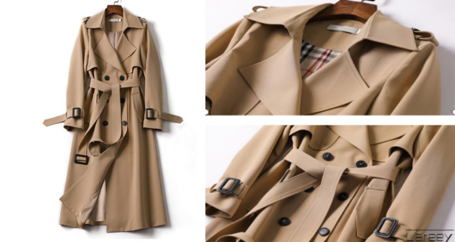 卫兰女装英伦中长风衣有里布纸样-vv衣学院