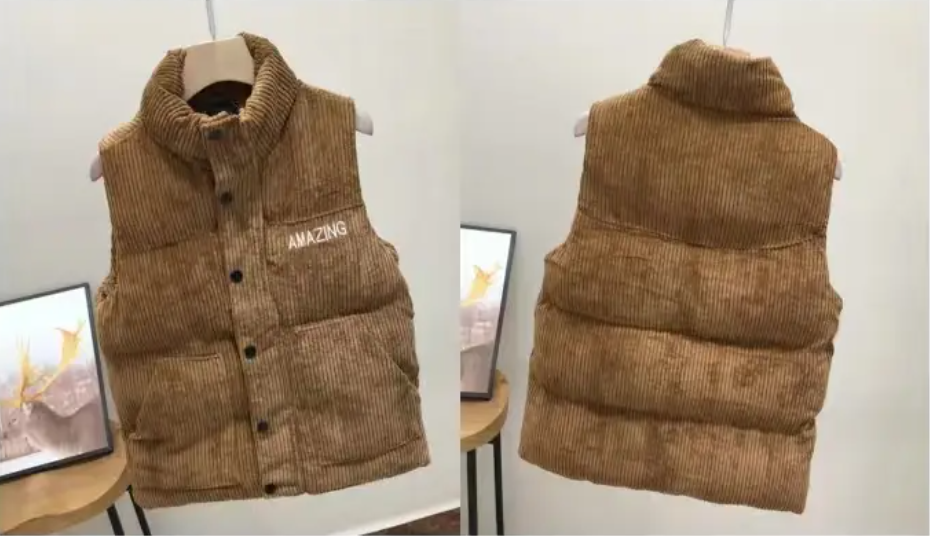 秋冬男士灯芯绒马甲羽绒背心纸样-vv衣学院